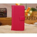 Litchi Pattern Folio PU Leather Case Cover for iPhone 5C Pink