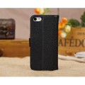 Litchi Pattern Folio PU Leather Case Cover for iPhone 5C Black