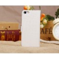 Crocodile Pattern Protective Flip Wallet Case with Card Holder for iPhone 5C White