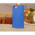 Crocodile Pattern Protective Flip Wallet Case with Card Holder for iPhone 5C Blue