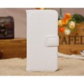 Litchi Pattern Folio PU Leather Case Cover for iPhone 5C White