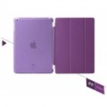 Tri-fold Leather Folio Cover with Transparent Back Case for iPad Air Purple