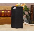 PU Leather Wallet Flip Case For iPhone 5C Black