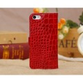 Crocodile Pattern Protective Flip Wallet Case with Card Holder for iPhone 5C Red