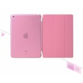 Tri-fold Leather Folio Cover with Transparent Back Case for iPad Air Pink