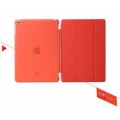 Tri-fold Leather Folio Cover with Transparent Back Case for iPad Air Red