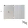 Tri-fold Leather Folio Cover with Transparent Back Case for iPad Air Grey