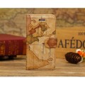 Map Pattern Wallet Flip Case For iPhone 5C Brown
